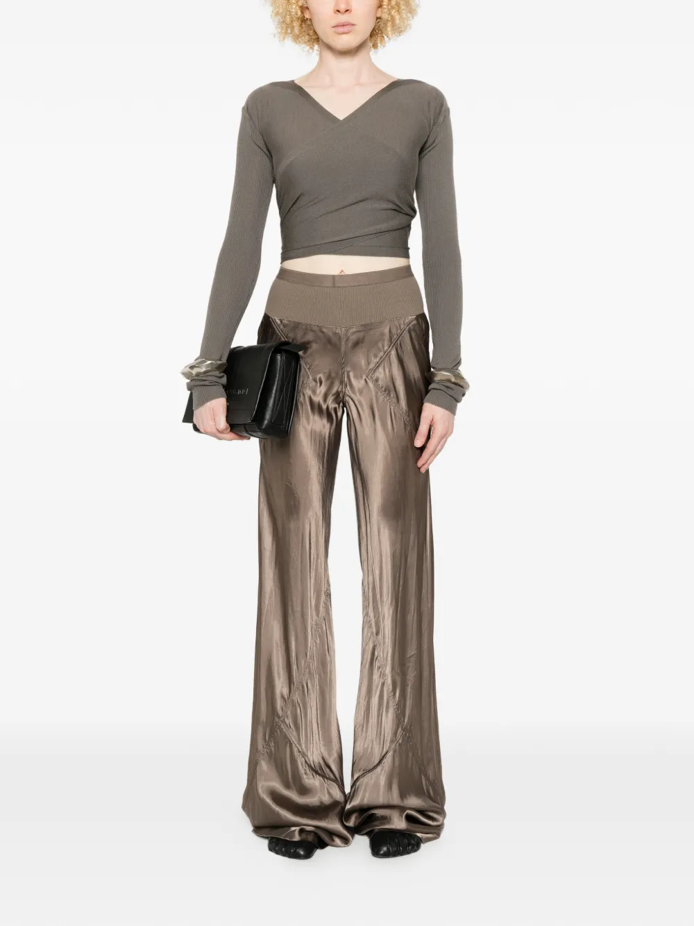 Rick Owens Bias broek met wijde pijpen Bruin