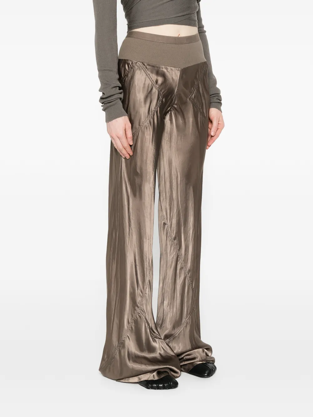 Rick Owens Bias broek met wijde pijpen Bruin