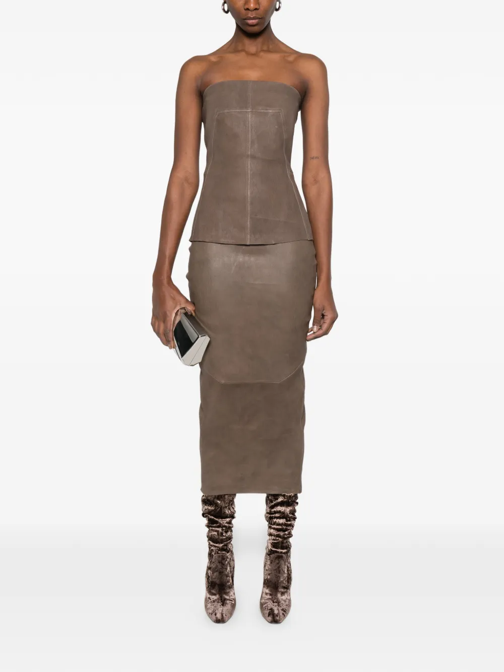  Rick Owens Leather Top - Brown 