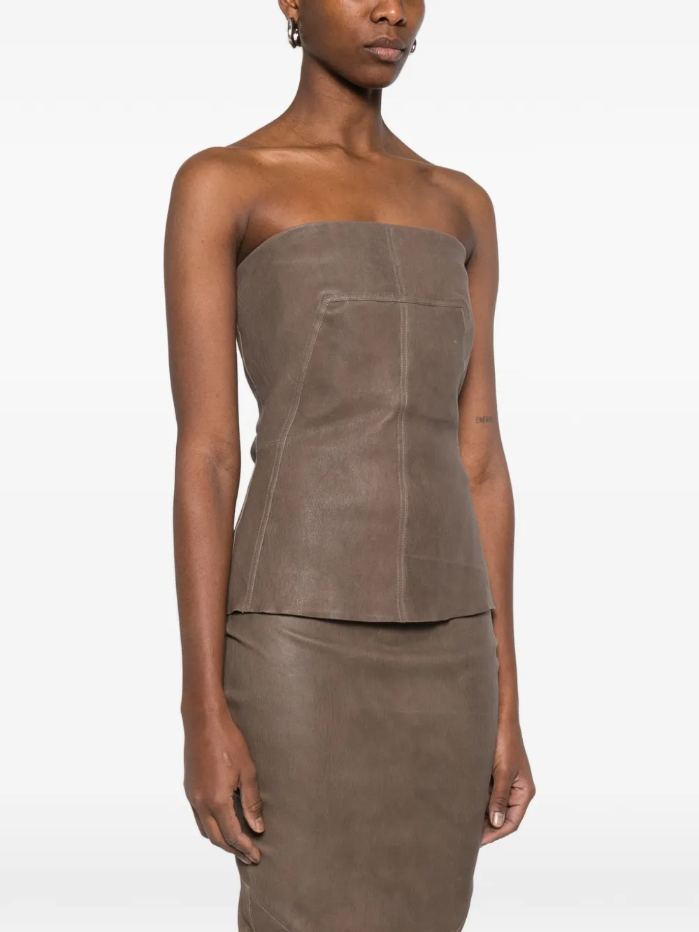  Rick Owens Leather Top - Brown 