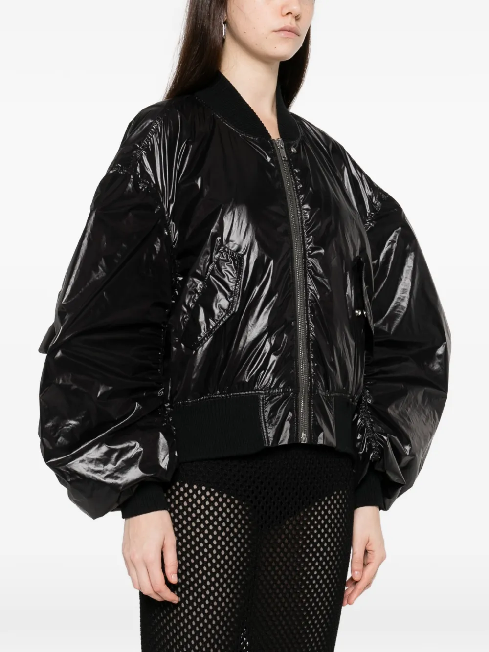  Rick Owens Secchia Flight Bomber Jacket - Black 