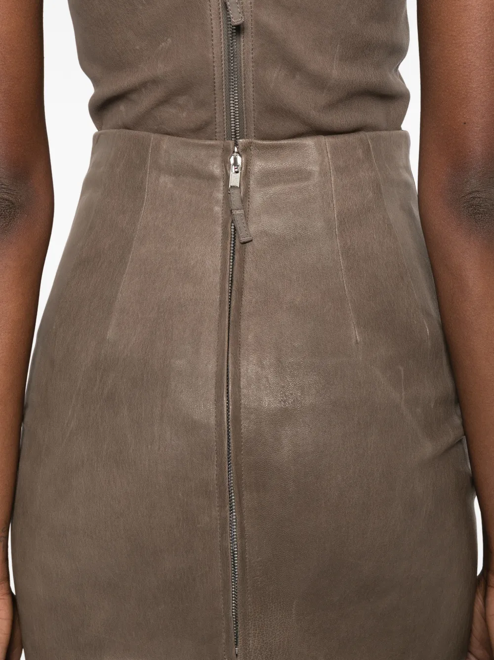 Rick Owens Leren midi-rok Bruin