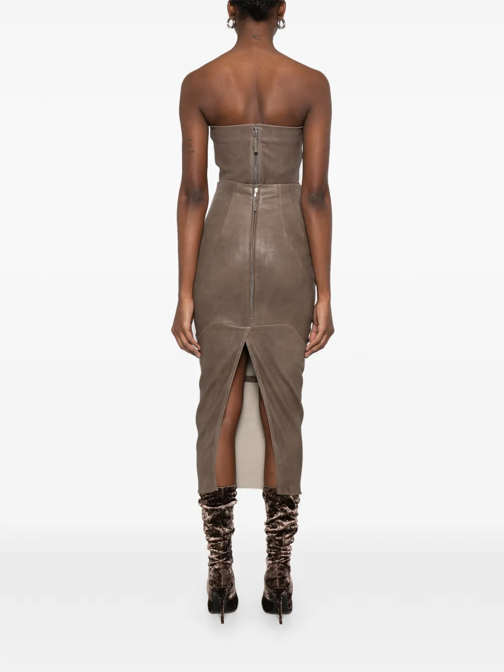 Rick Owens Leren midi-rok Bruin