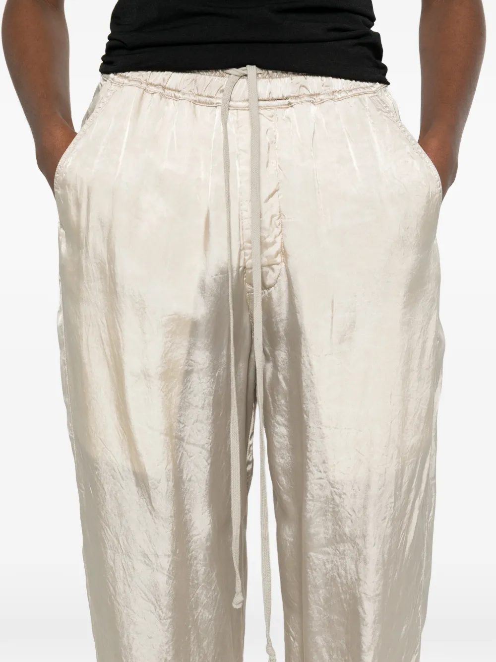 Rick Owens Temple Cargobelas satijnen cupro broek Beige
