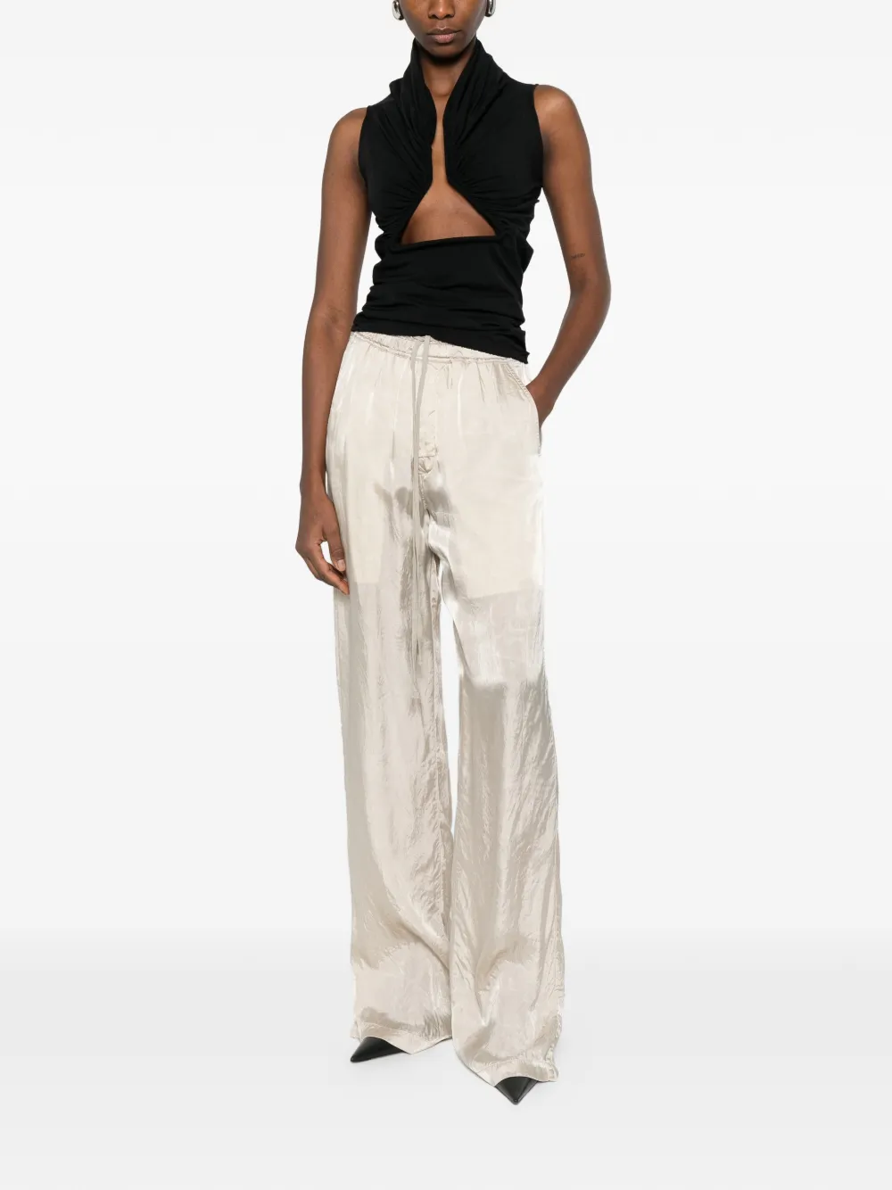 Rick Owens drawstring wide leg trousers - Beige