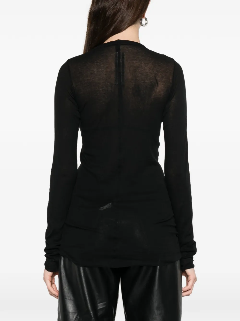 Rick Owens Ribgebreid T-shirt met lange mouwen Zwart