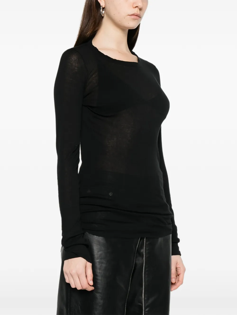 Rick Owens Ribgebreid T-shirt met lange mouwen Zwart