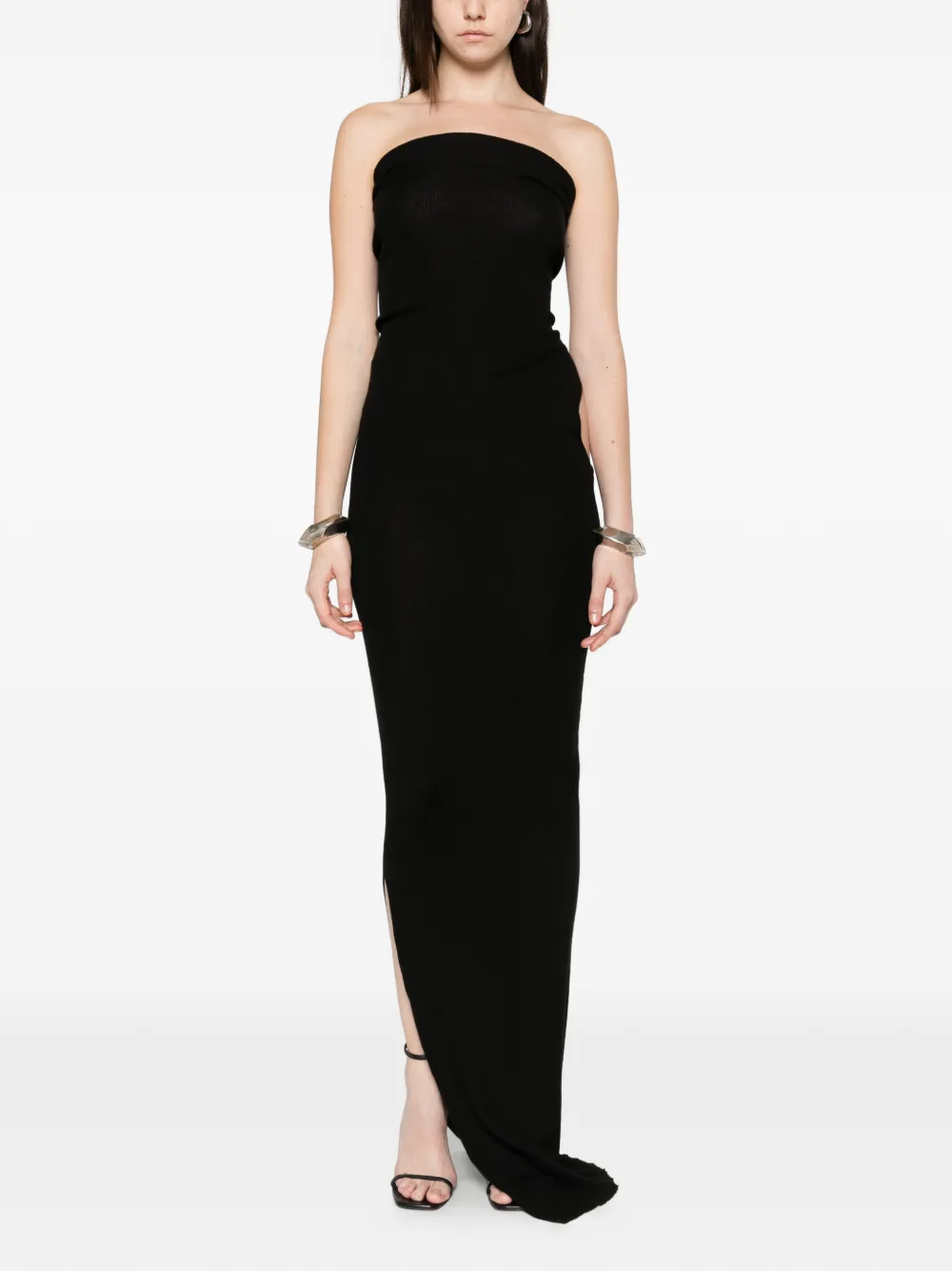 Rick Owens strapless asymmetric dress - Zwart