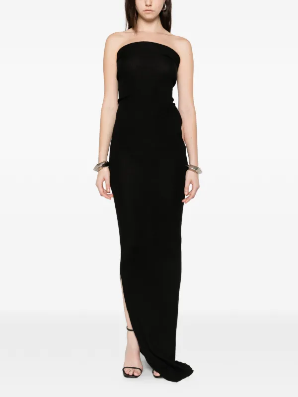 rick owens asymmetrical dress knitted one-shoulder Sahara gown Color:Hunter/Gold TK Simple Backless Mermaid Satin silk blend gives silhouette
