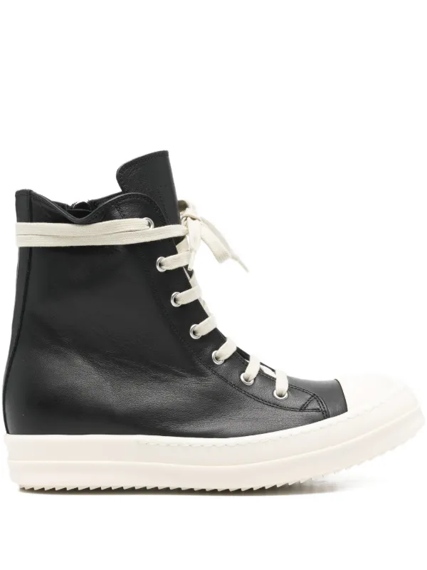 Rick Owens レースアップ レザースニーカー | ブラック | FARFETCH JP