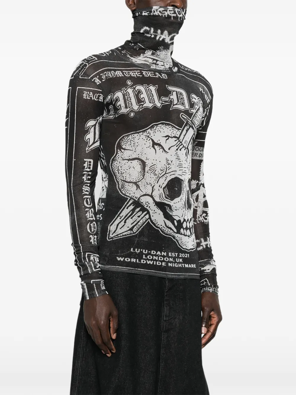  LỰu ĐẠn Skull-print T-shirt - Black 