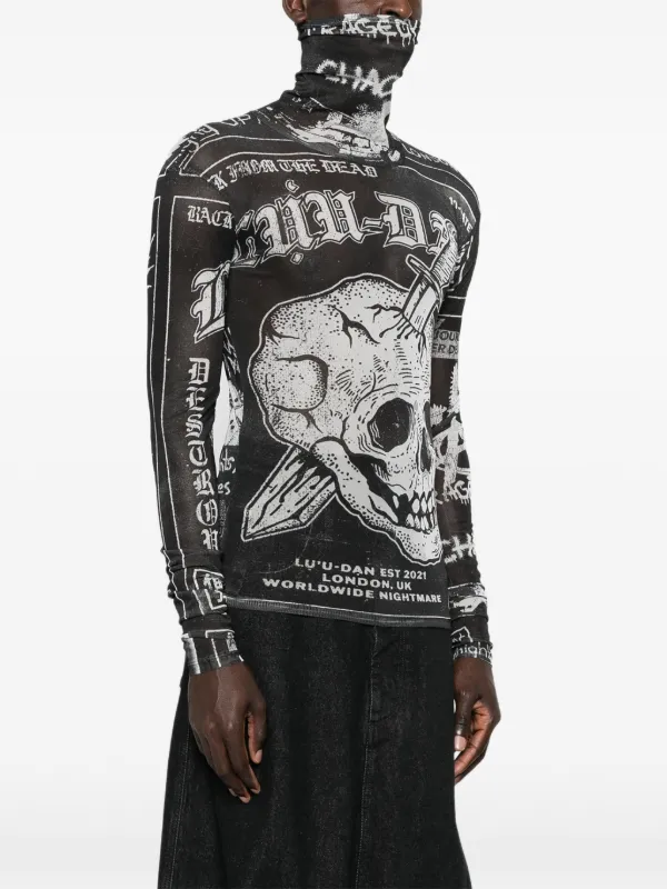 LỰU ĐẠN skull-print T-shirt | Black | FARFETCH