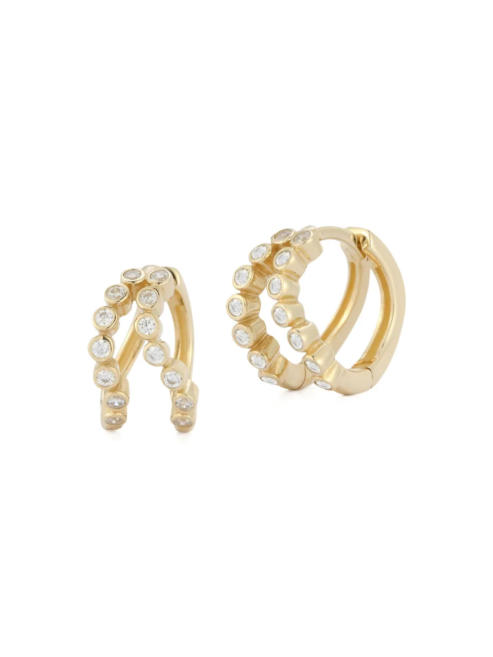 Mateo 14k yellow diamond bezel wave huggies - Goud