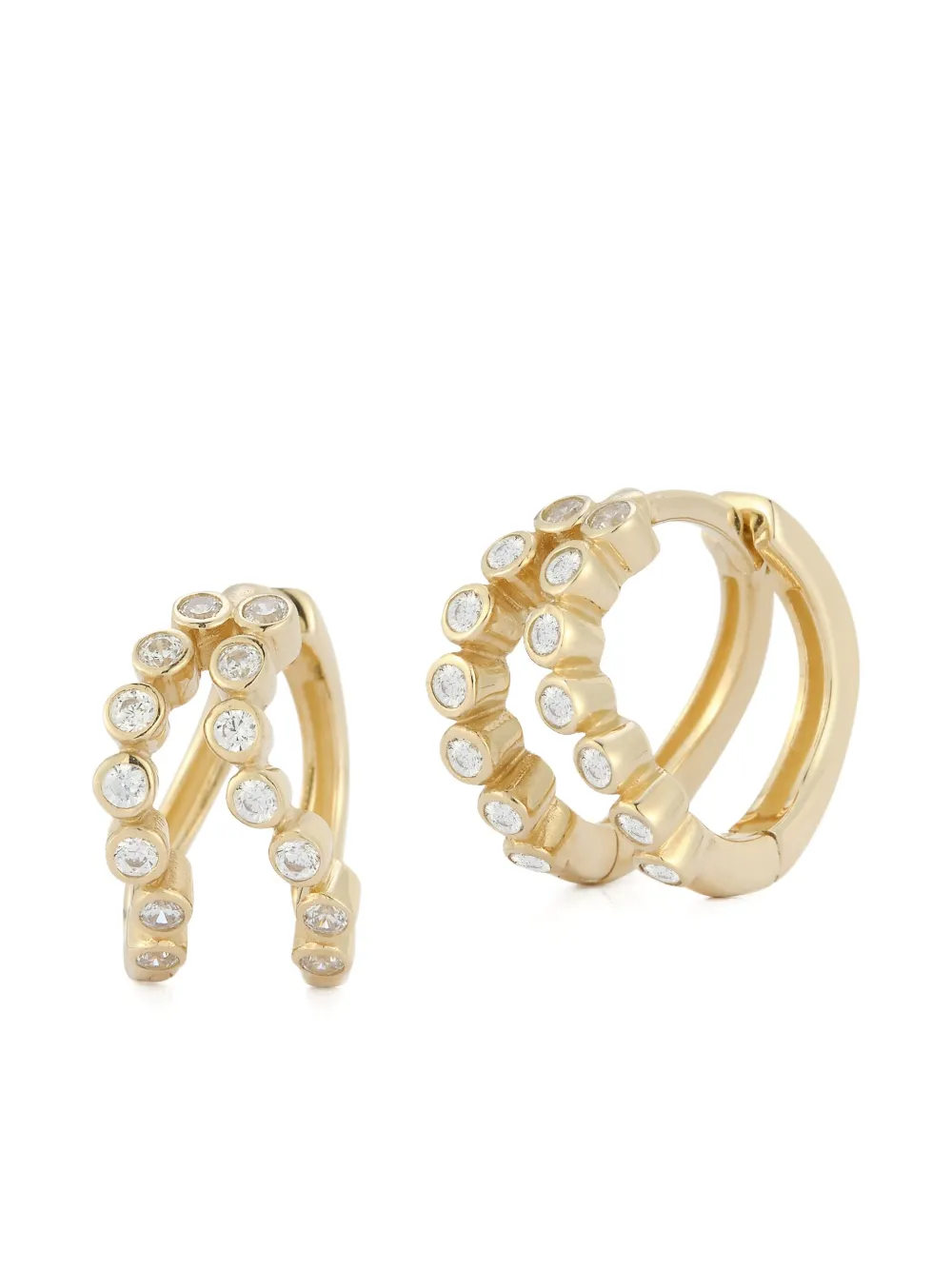 Mateo 14k Yellow Diamond Bezel Wave Huggies In Gold