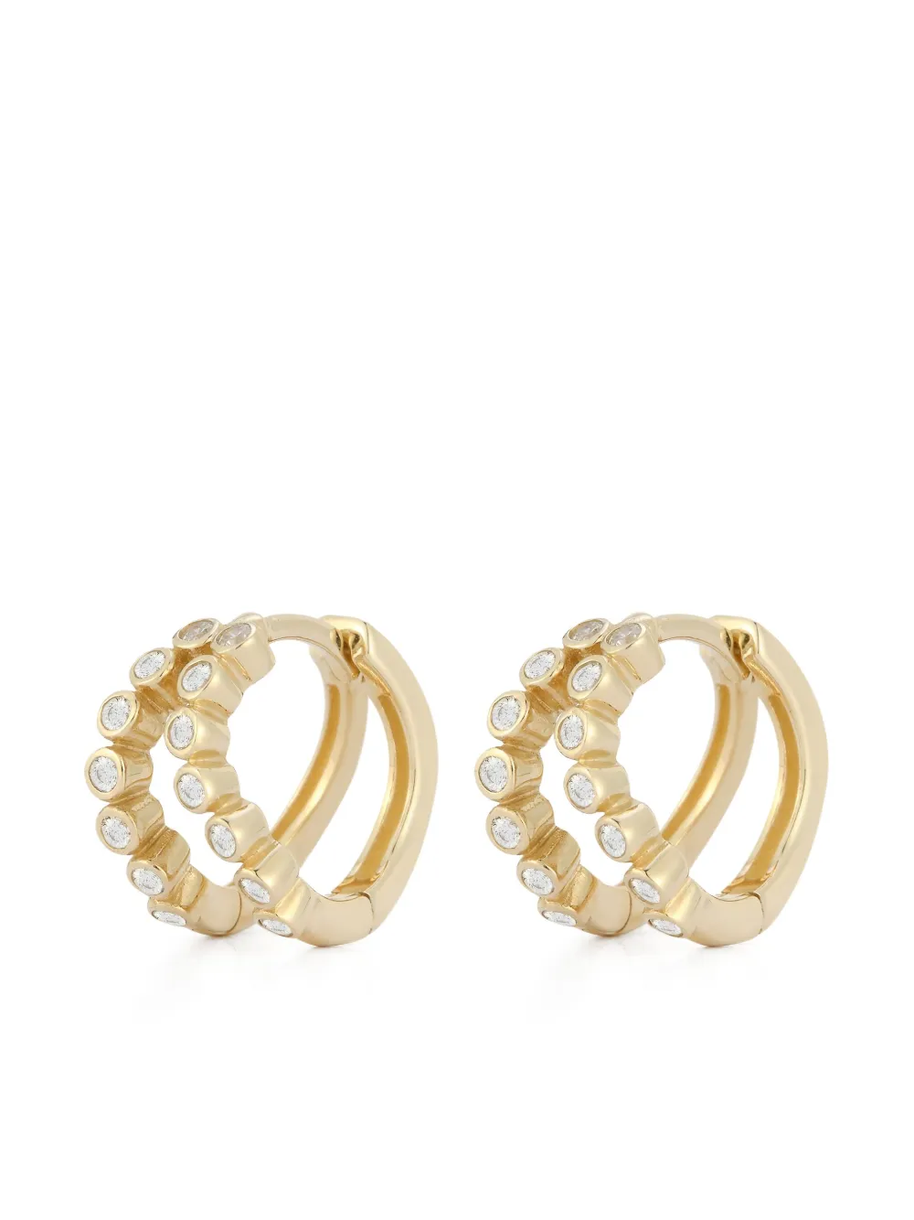 Mateo 14k yellow diamond bezel wave huggies - Oro