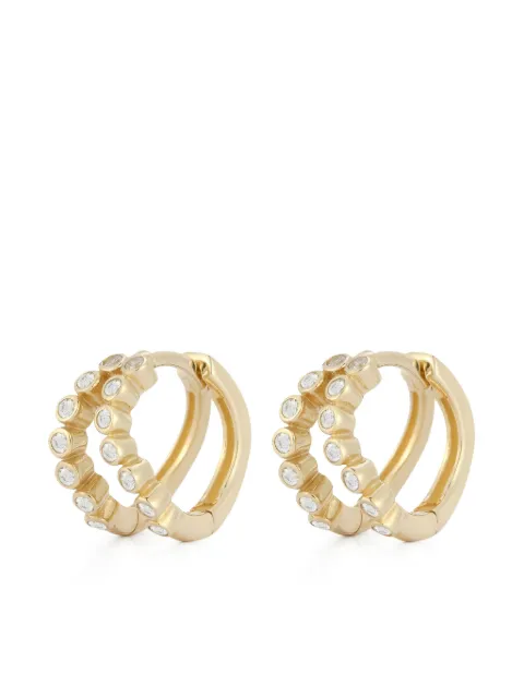 Mateo 14k yellow diamond bezel wave huggies