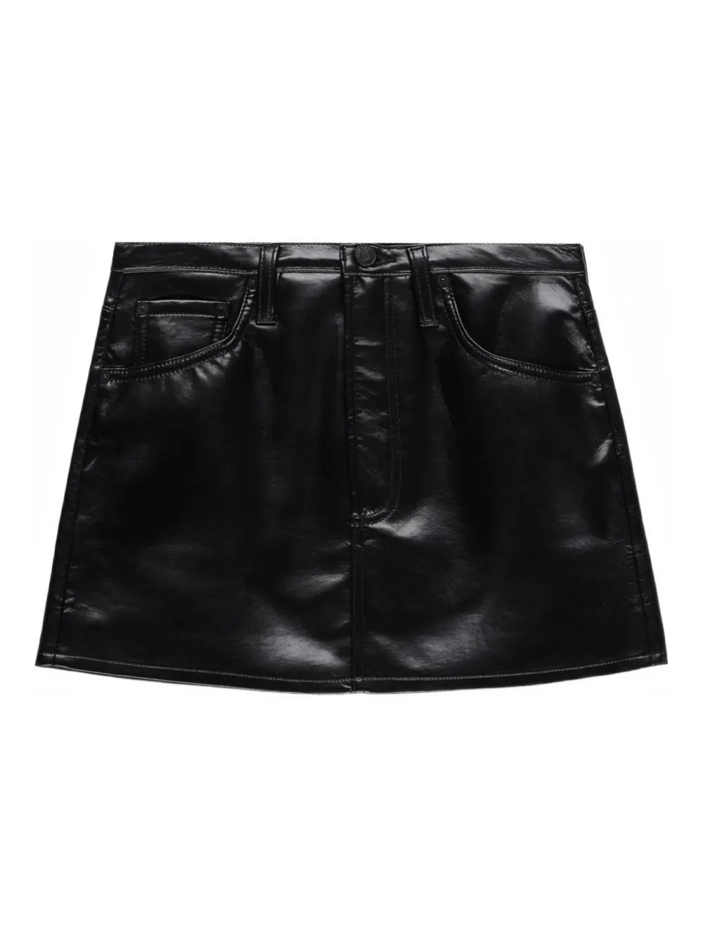 Agolde Mini Keira Topstitching Skirt In Black