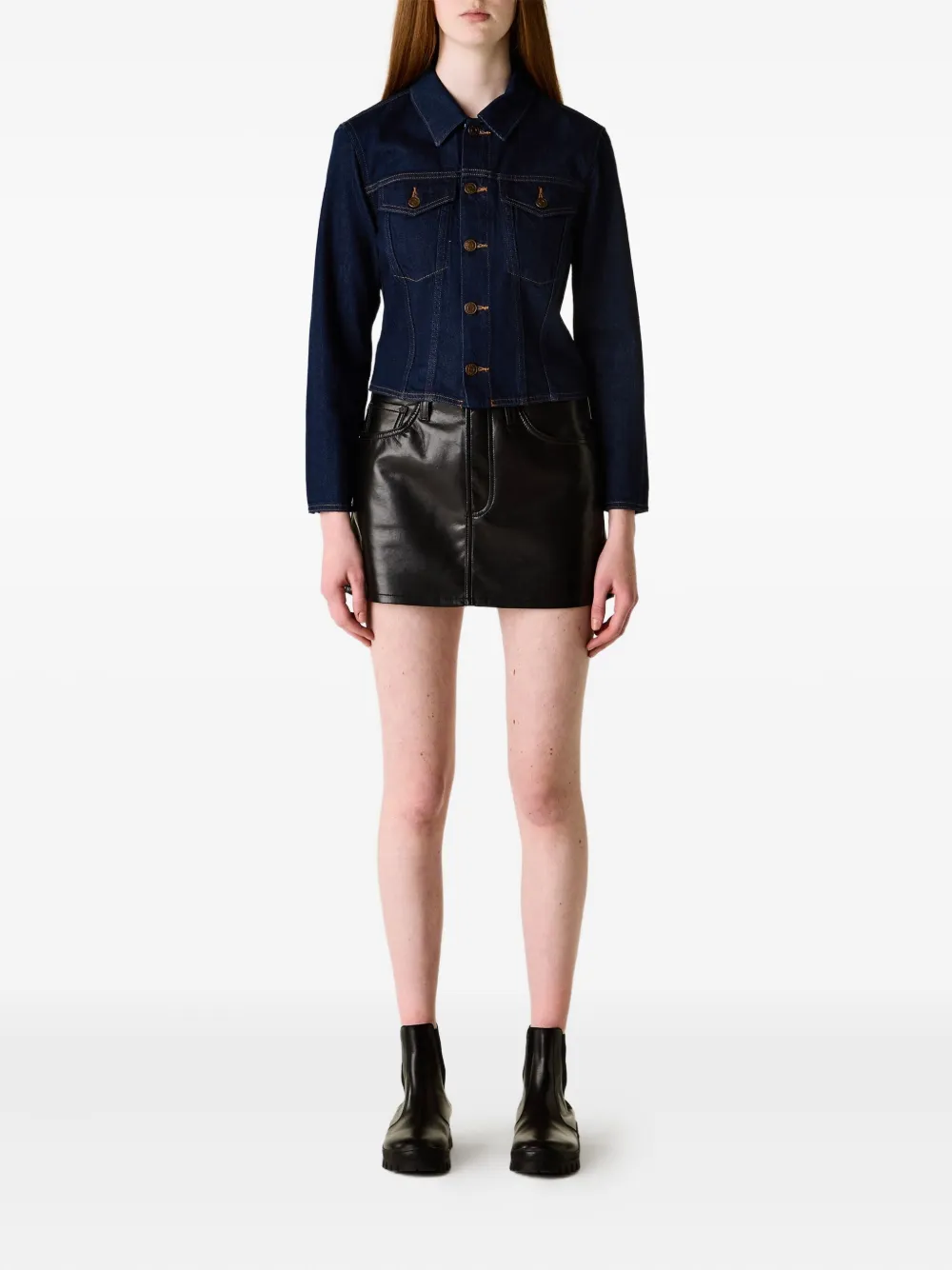 Agolde Mini Keira Topstitching Skirt In Black