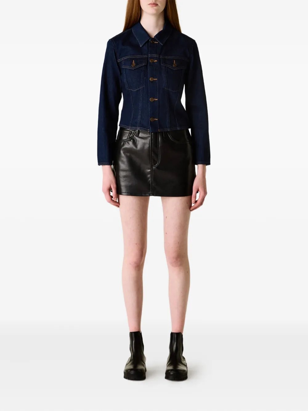 Agolde In Rinse Buttoned Contoured Jacket In Blue