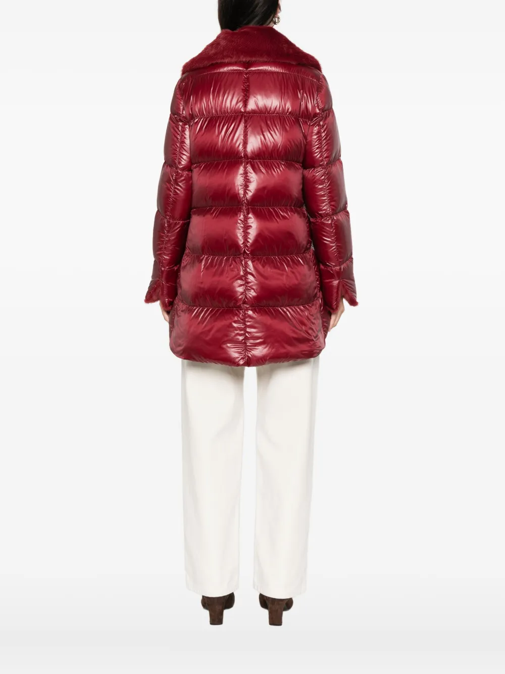 Herno Fur Collar Jacket In Red