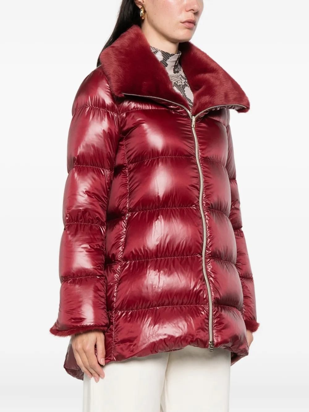 Herno Fur Collar Jacket In Red