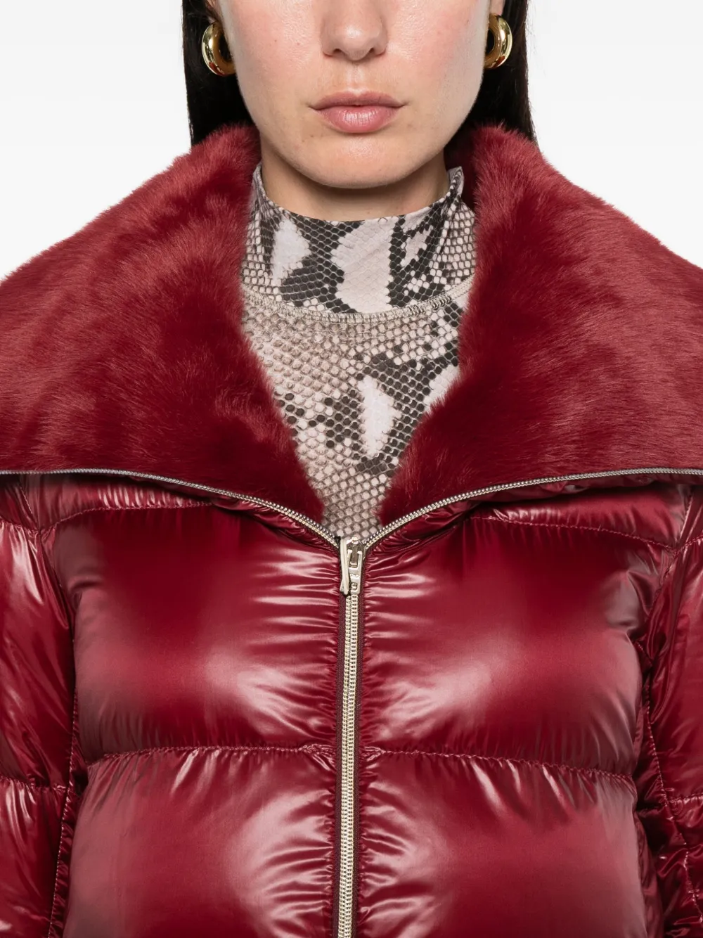 Herno Fur Collar Jacket In Red