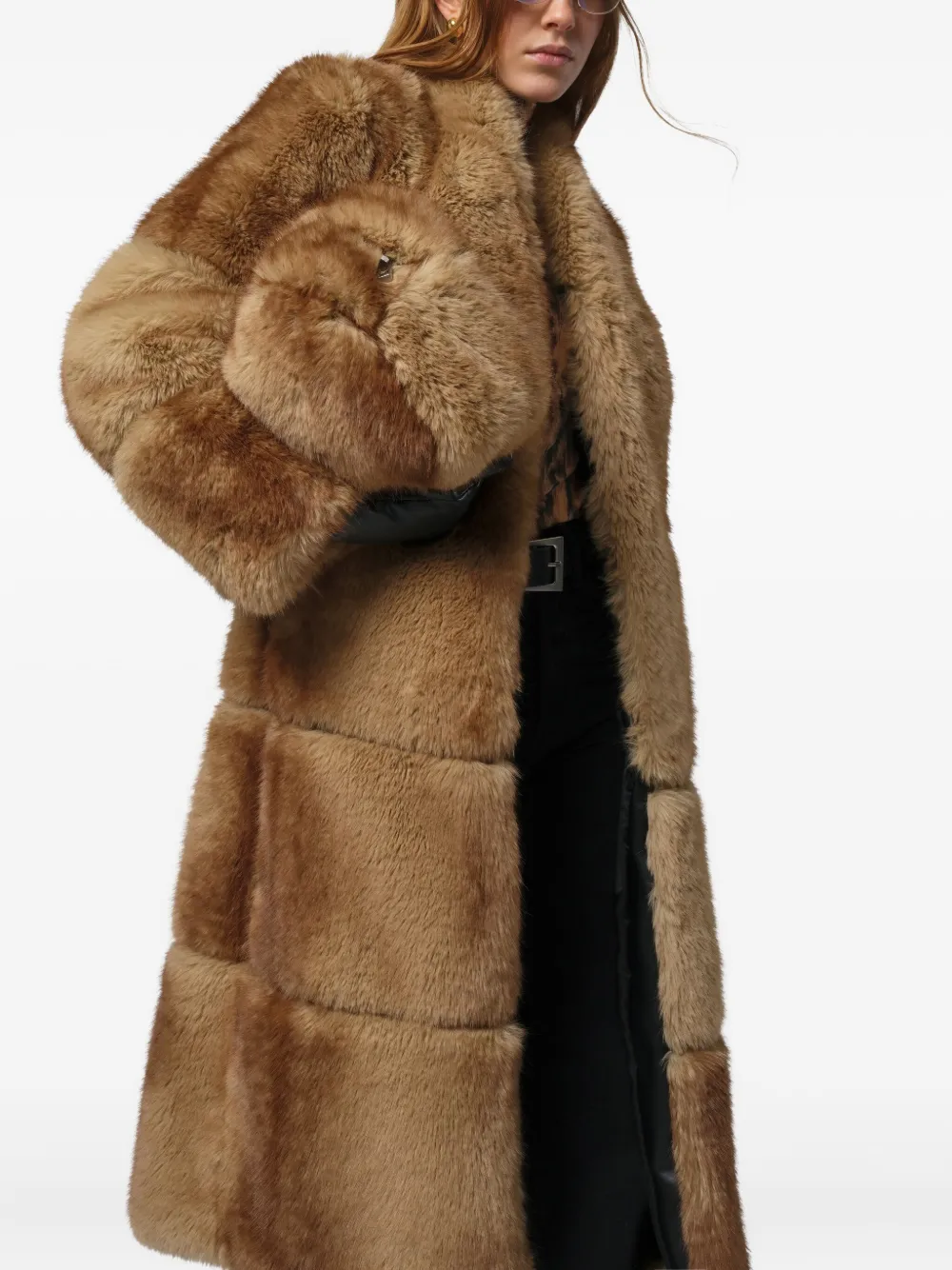 Apparis Sylke Single-breasted Faux-fur Coat In Brown