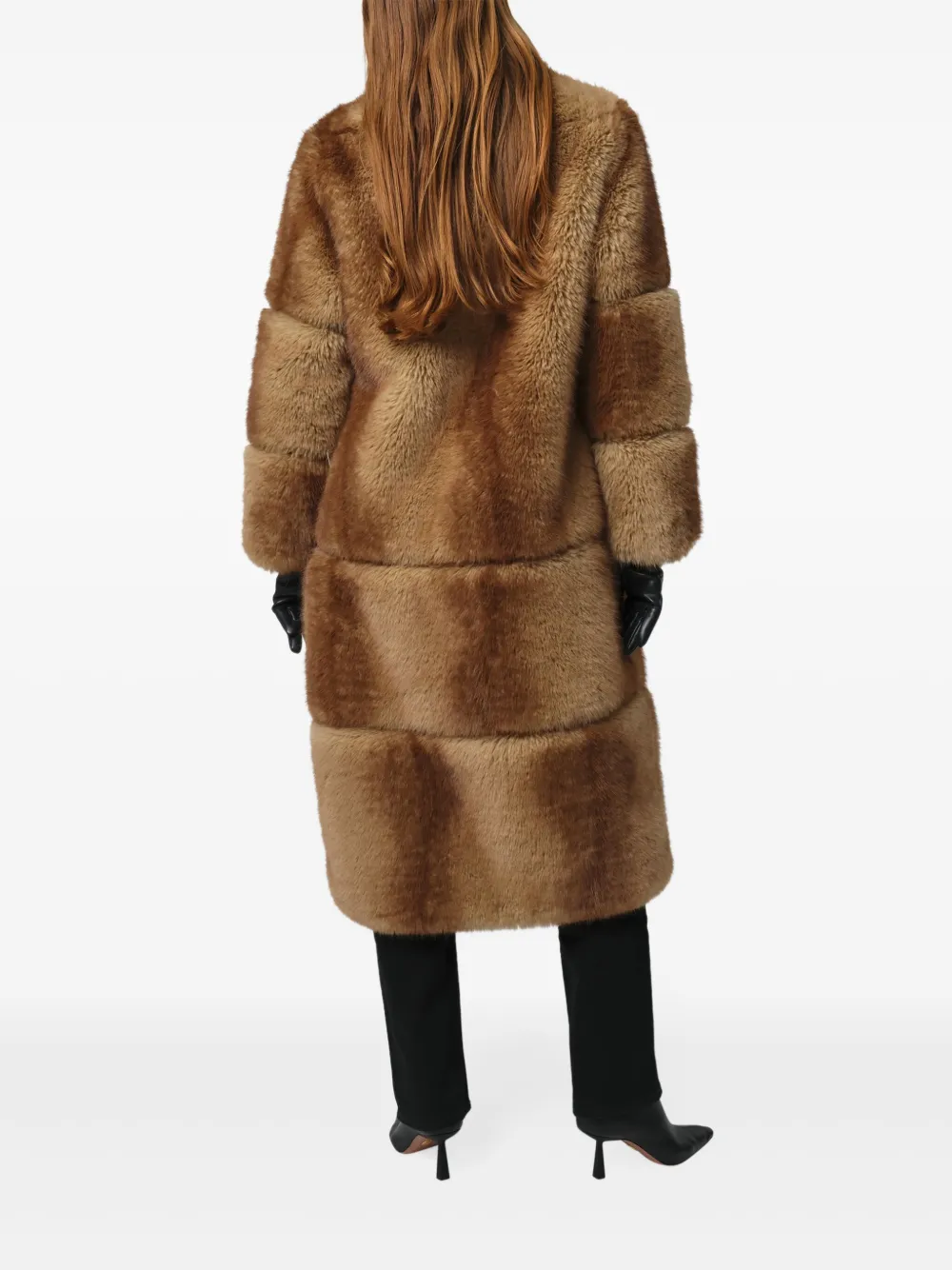 Apparis Sylke Single-breasted Faux-fur Coat In Brown