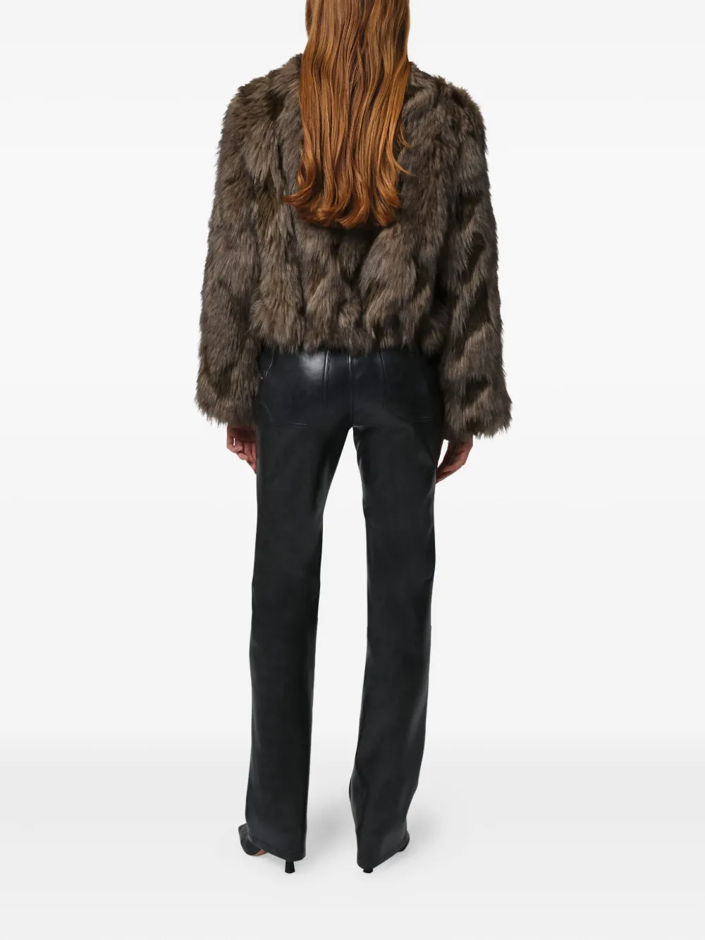 Apparis Lillet Faux Fur Patchwork Bomber Jacket In Brown