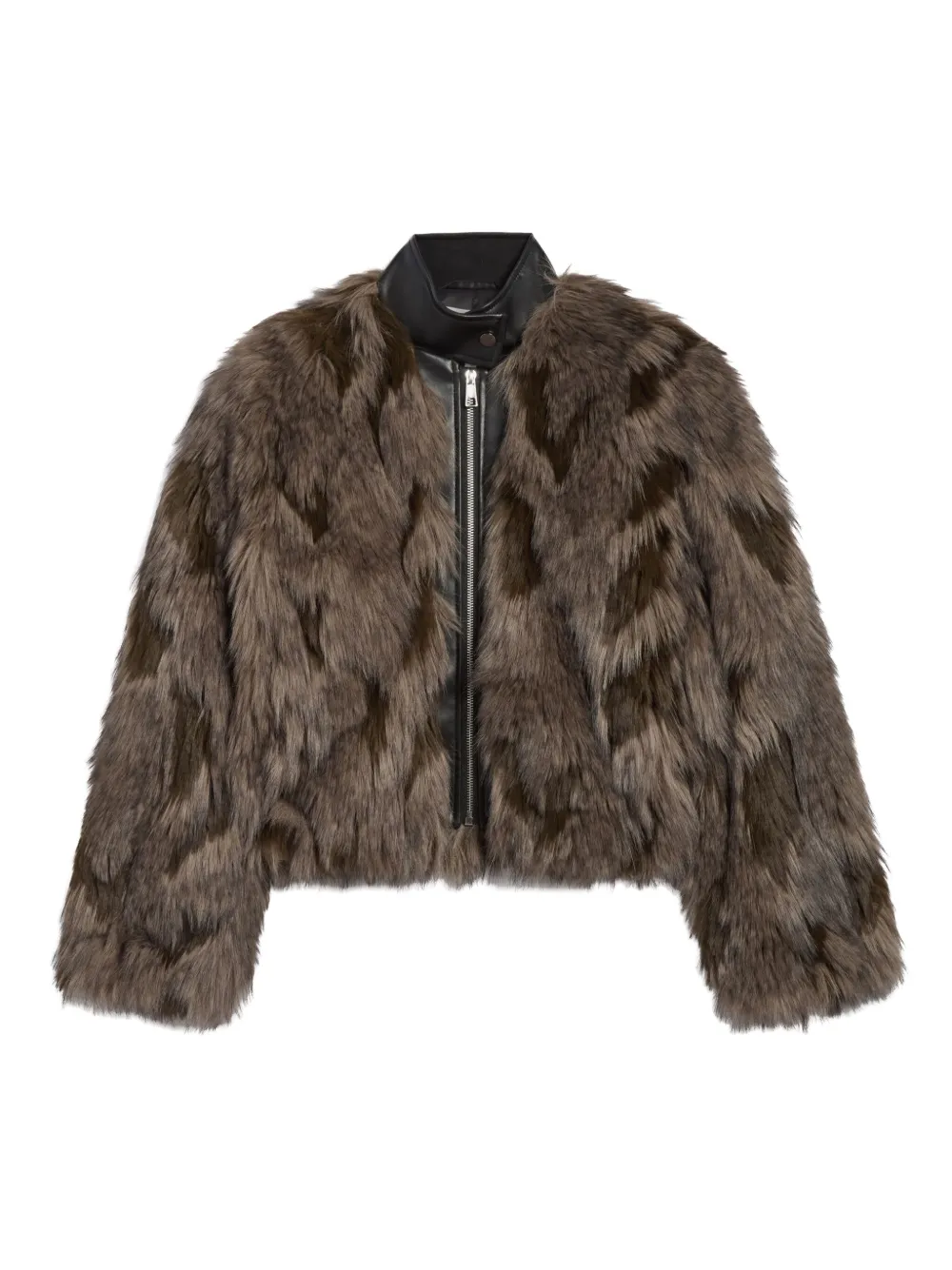 Apparis Lillet Faux Fur Patchwork Bomber Jacket In Brown