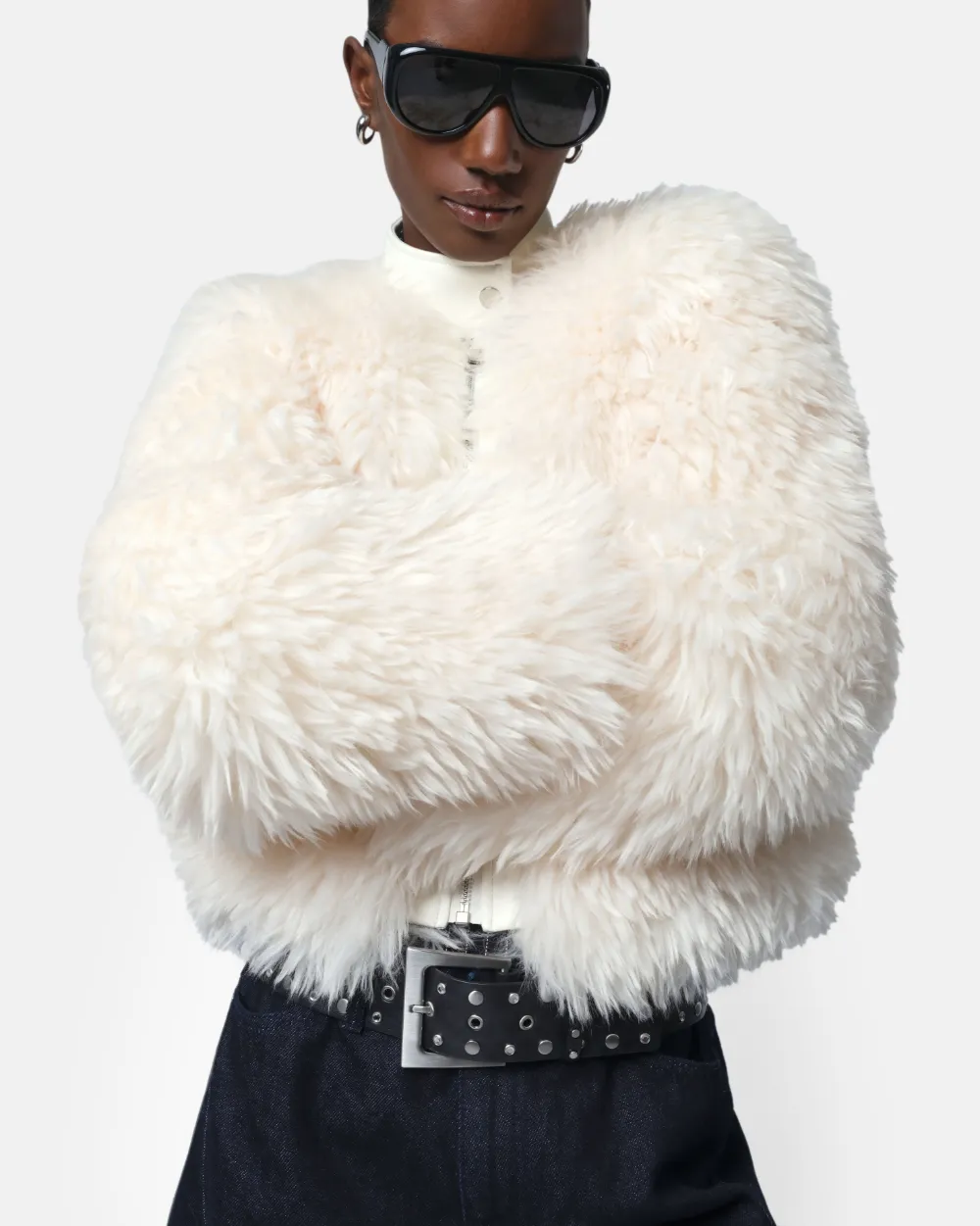 Apparis Lillet Faux Fur Shag Bomber Jacket In Brown