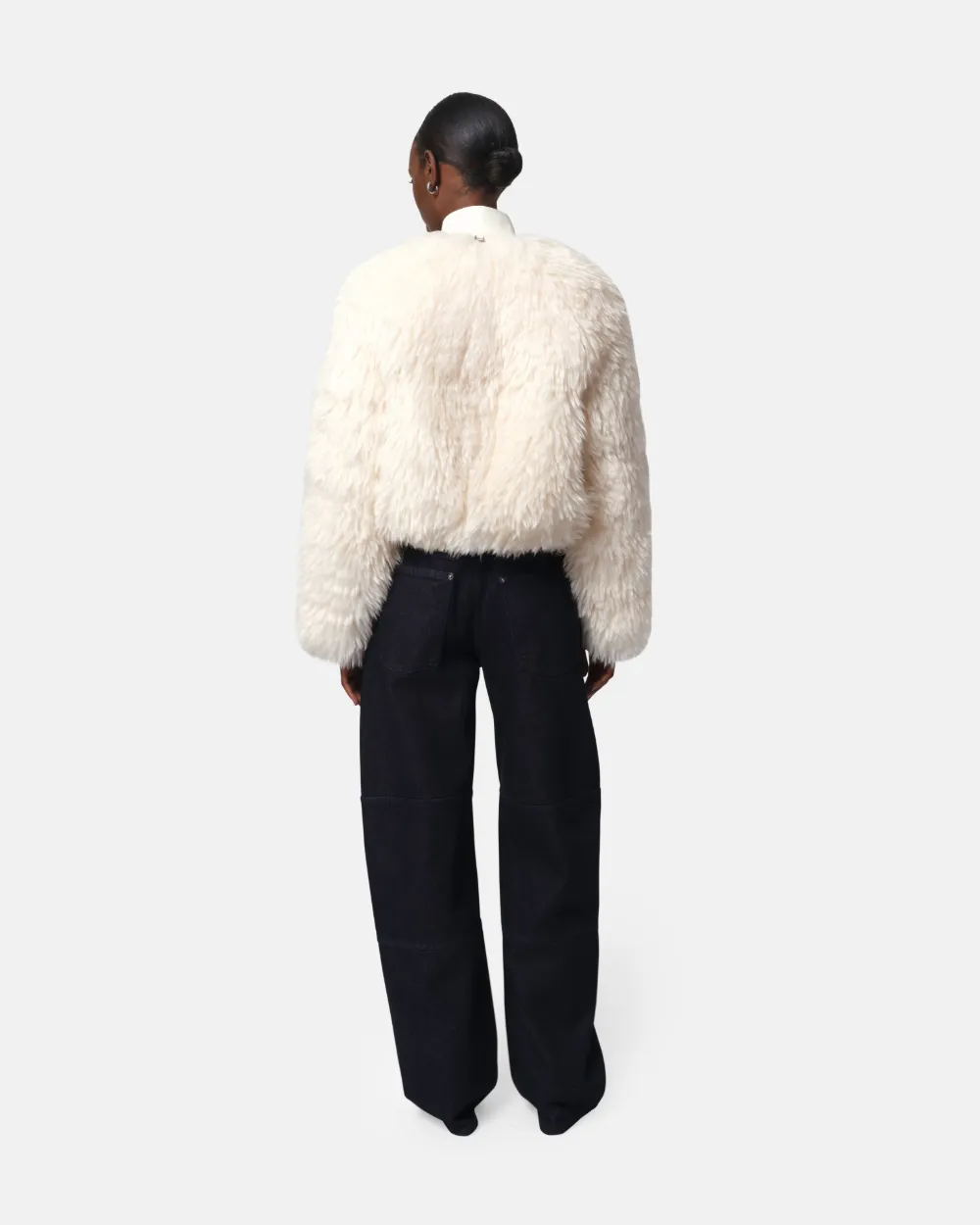 Apparis Lillet Faux Fur Shag Bomber Jacket In Brown