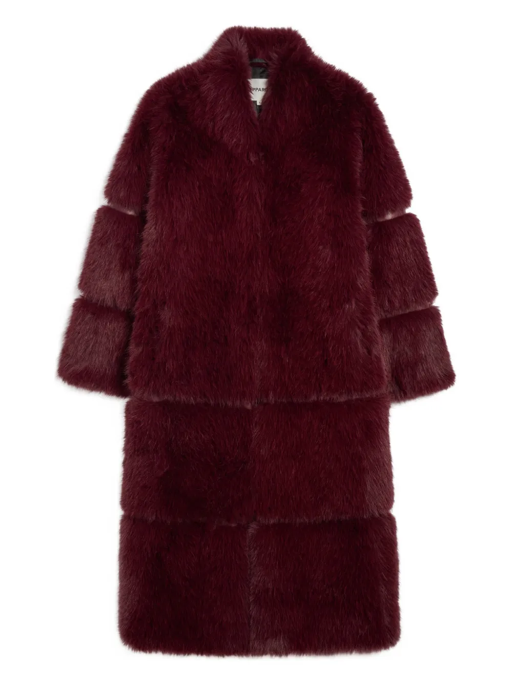 Apparis Sylke Sable Faux Fur Midi Coat In Red