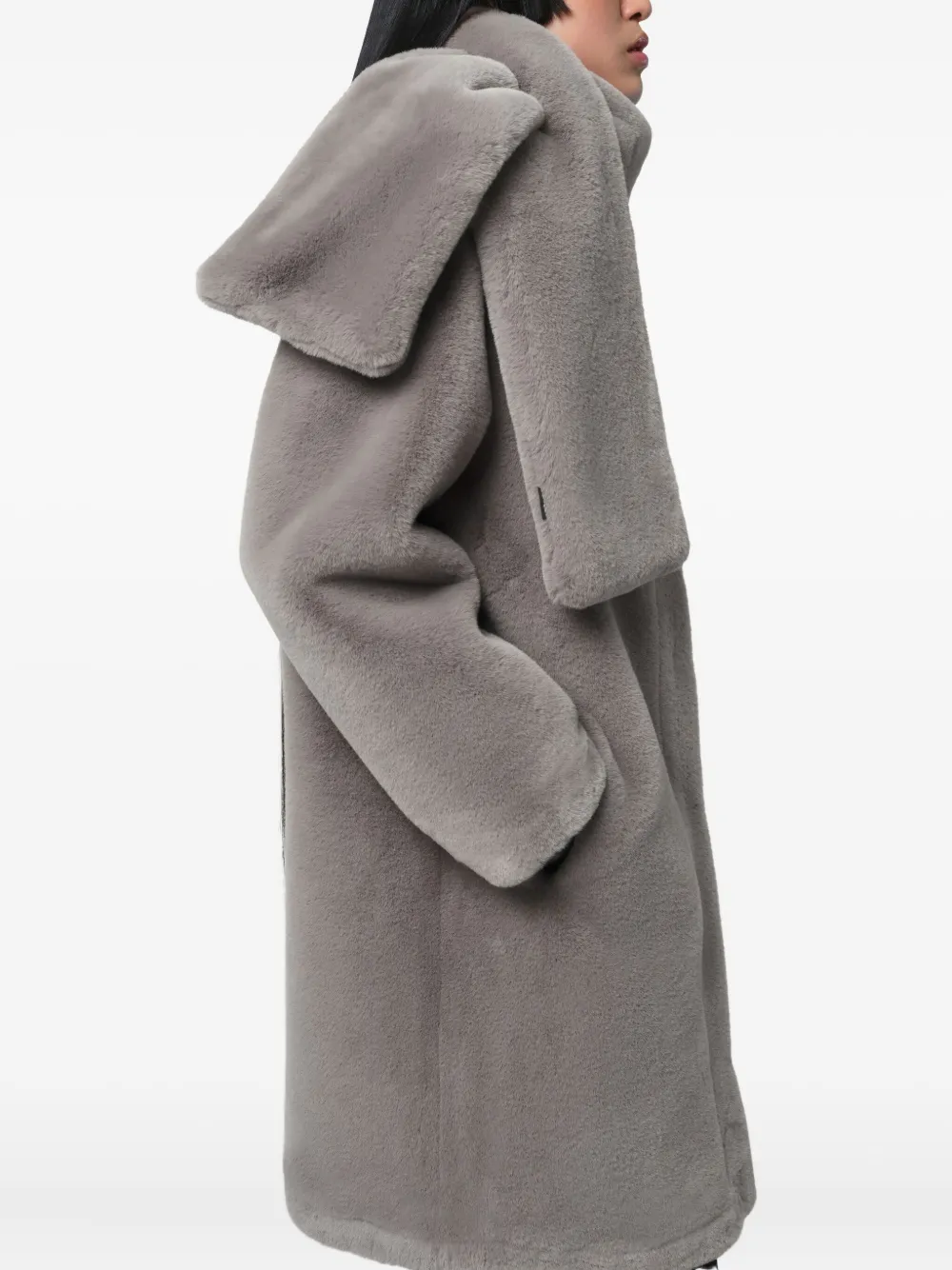 Apparis Blair Funnel-neck Coat In Gray
