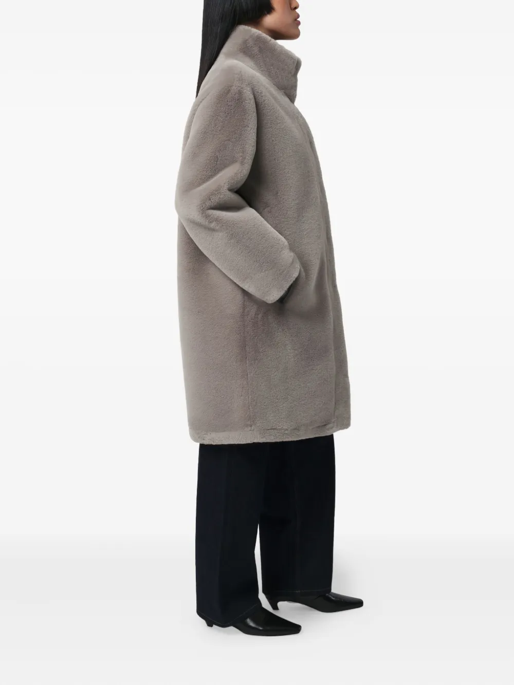 Apparis Blair Funnel-neck Coat In Gray