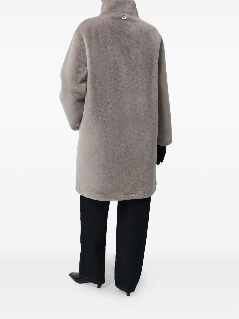 Apparis Blair Funnel-neck Coat In Gray