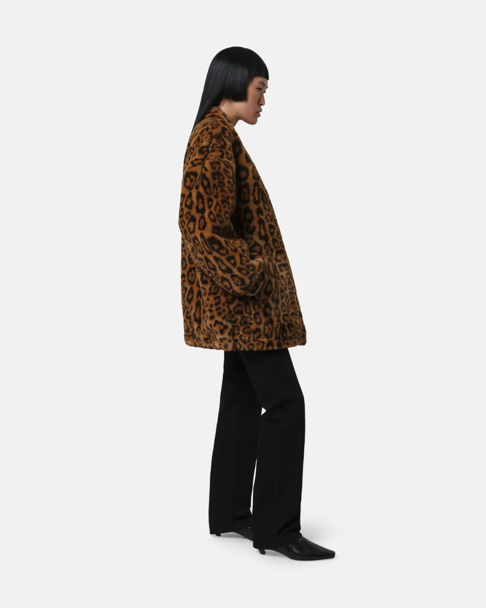 Apparis Jane Leopard Faux Fur Coat In Brown