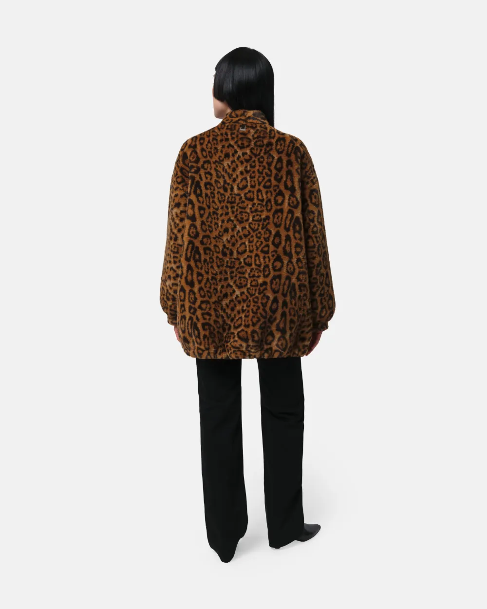 Apparis Jane Leopard Faux Fur Coat In Brown
