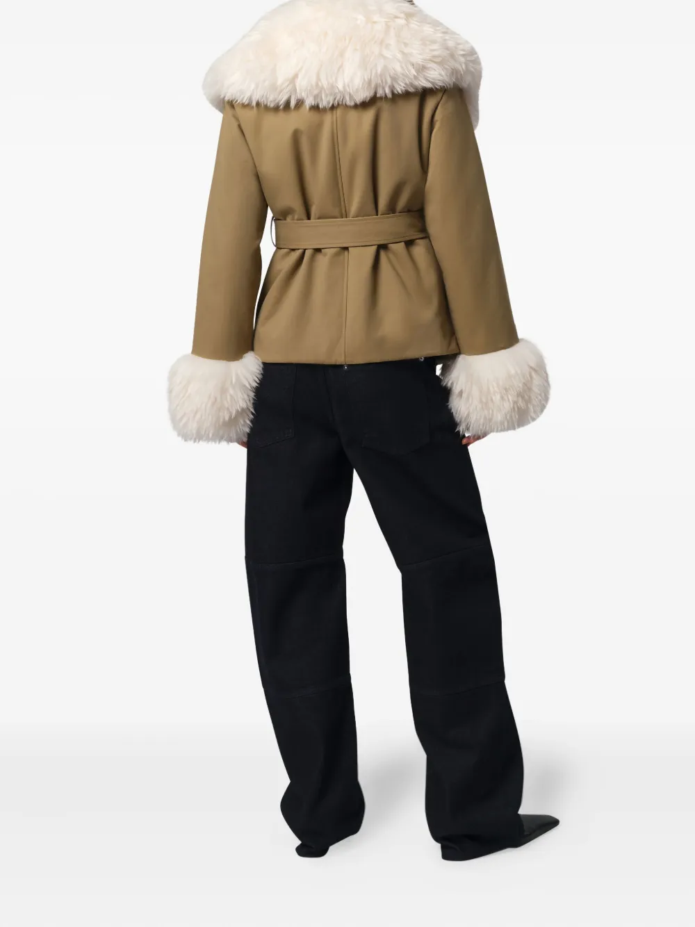 Apparis Parker Belted Jacket In Green