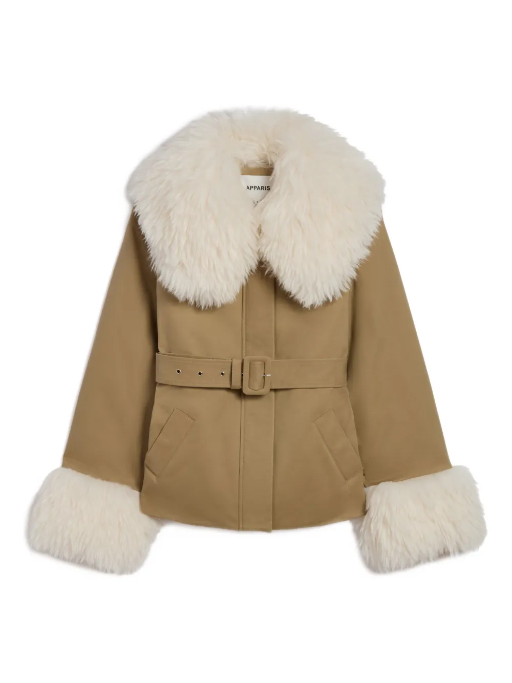 Apparis Parker Belted Jacket In Green