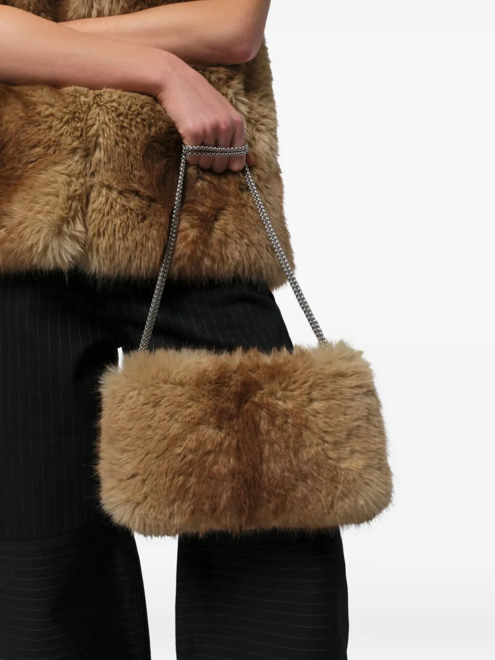 Apparis Fiona Mink Chain Cross Body Bag In Brown