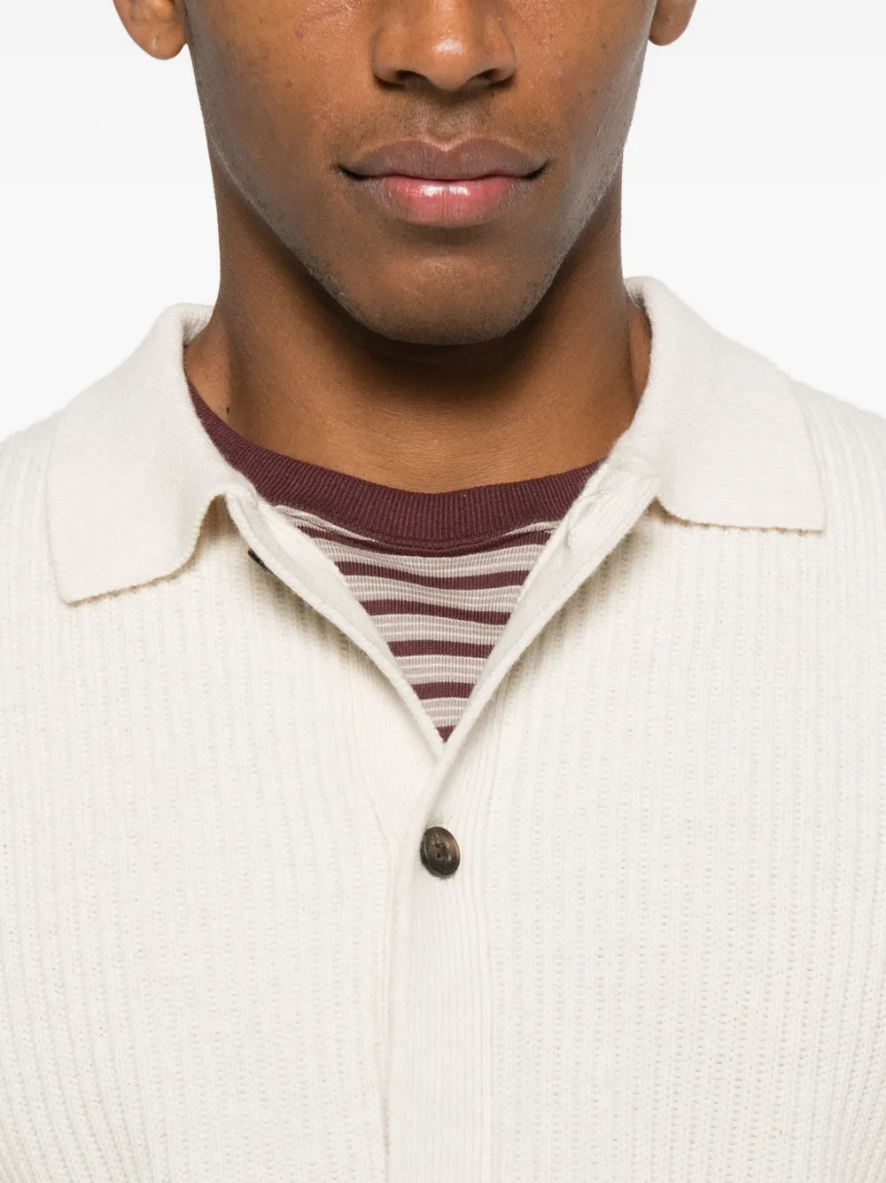Mc2 Saint Barth Polo-collar Cardigan In Neutral