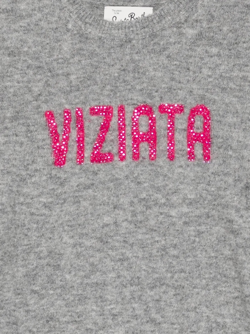 Mc2 Saint Barth Embellished Crew Neck Sweater In Gray