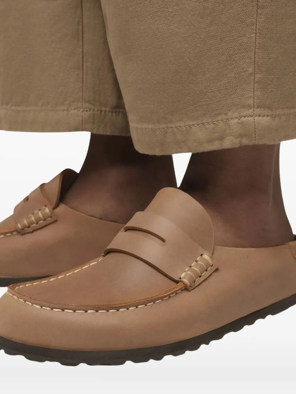 Birkenstock Stitched Naples Mules In Brown