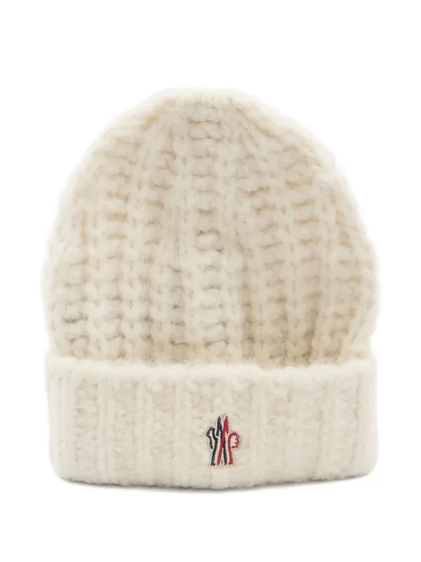 Moncler Grenoble Knitted Logo-patch Beanie Hat in Neutrals