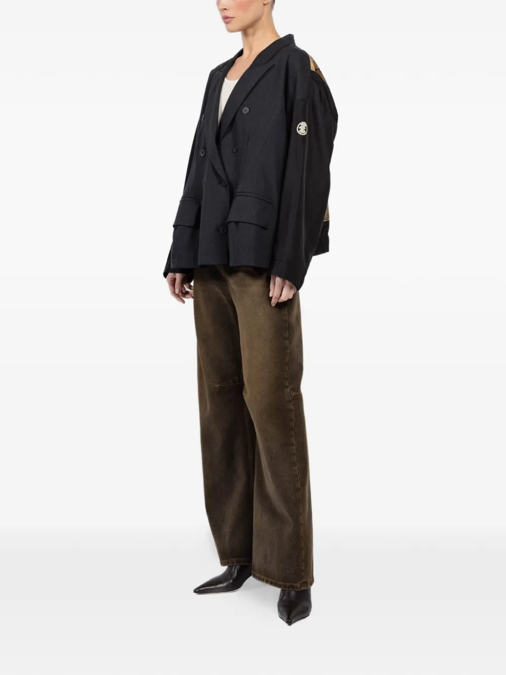 Ibrigu Jacquard Double-breasted Jacket - Black 