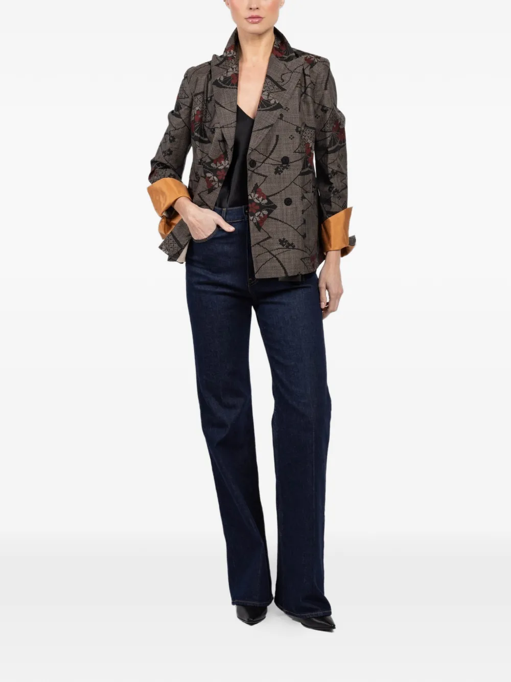  Ibrigu Floral Belt Jacket - Grey 