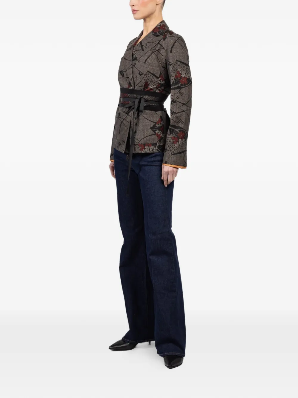  Ibrigu Floral Belt Jacket - Grey 
