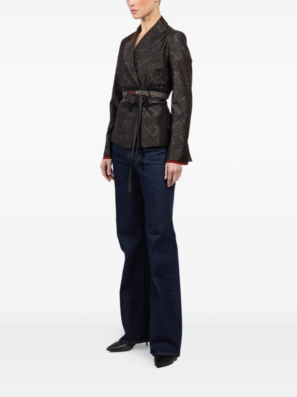  Ibrigu Geometric-print Belted Jacket - Black 