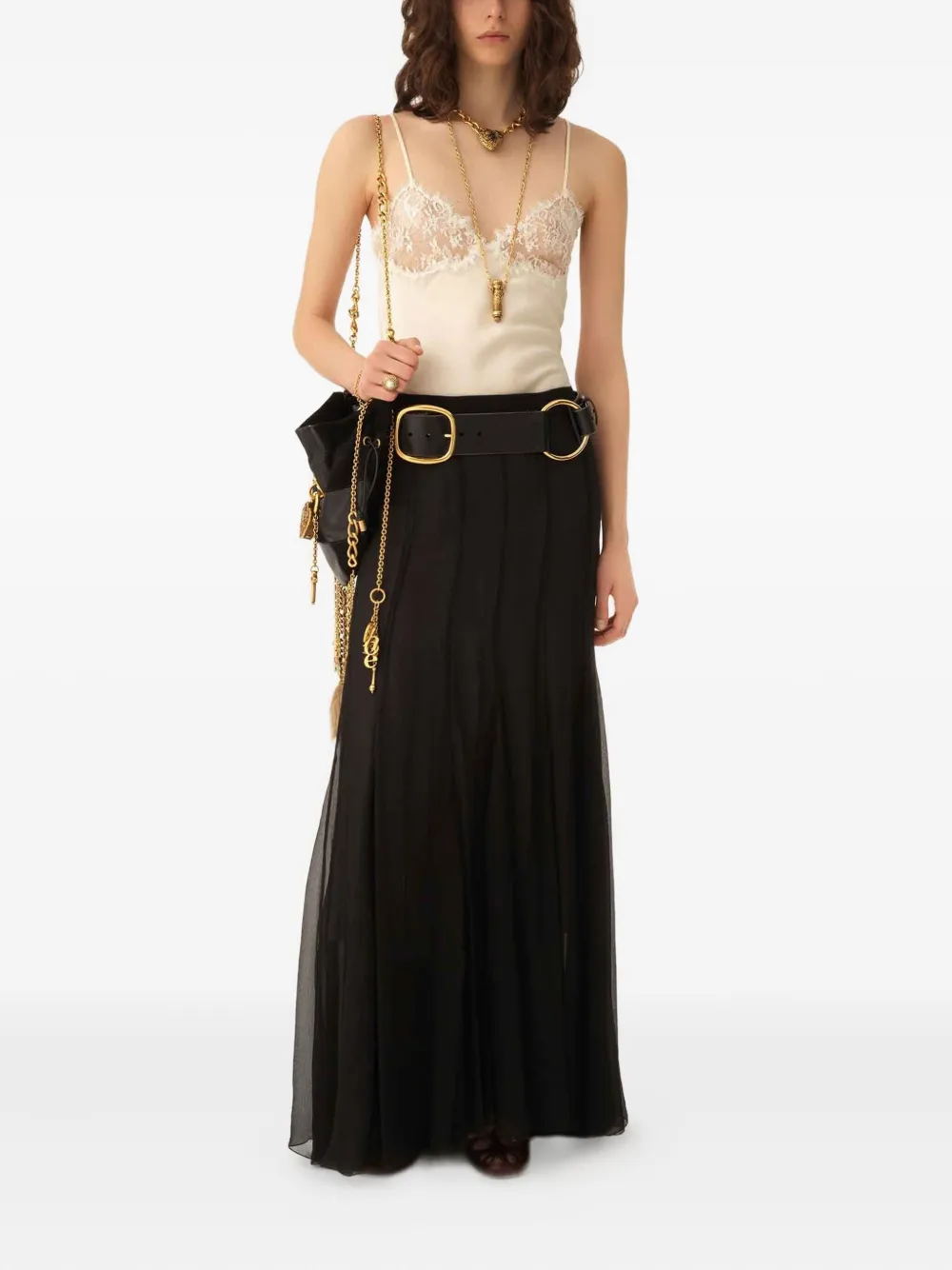 Chloé Lace-trimmed Silk Satin Camisole In White